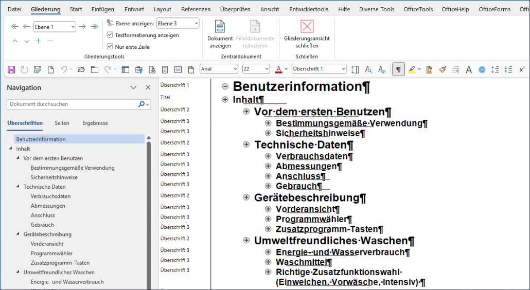 Dokumente strukturieren