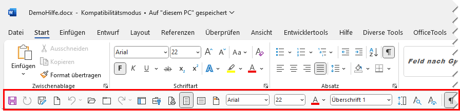 Die Symbolleiste für den Schnellzugriff