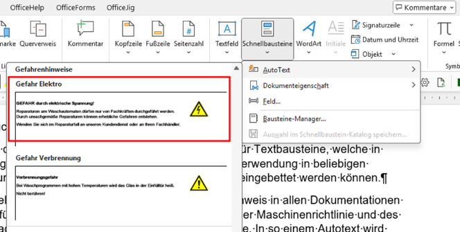 Autotext einfügen